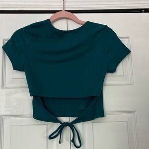 Teal crop shirt